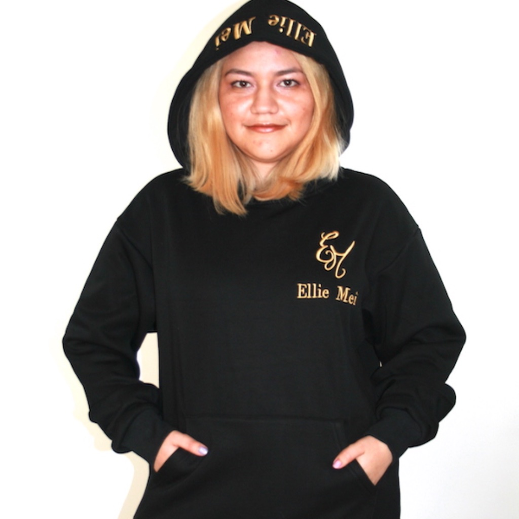 Unisex Black Unisex Embroidery Hoodie Cotton